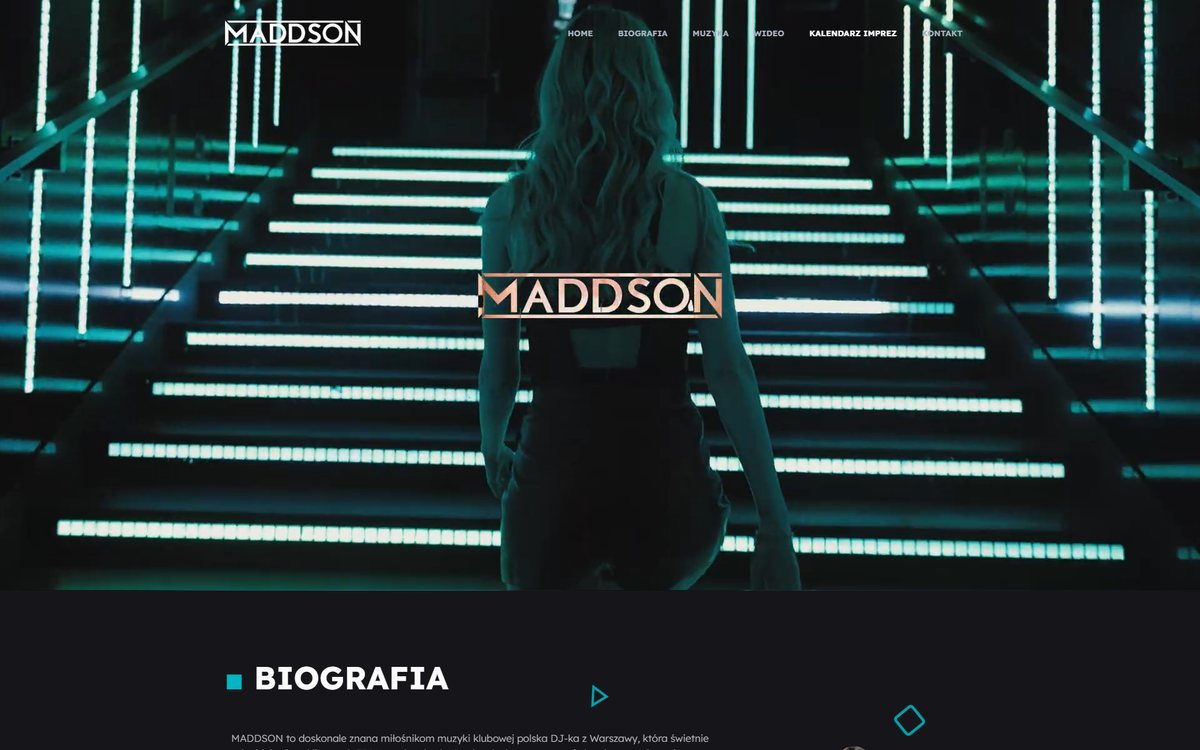 Projekt strony internetowej djmaddson.com – realizacja TOPklik