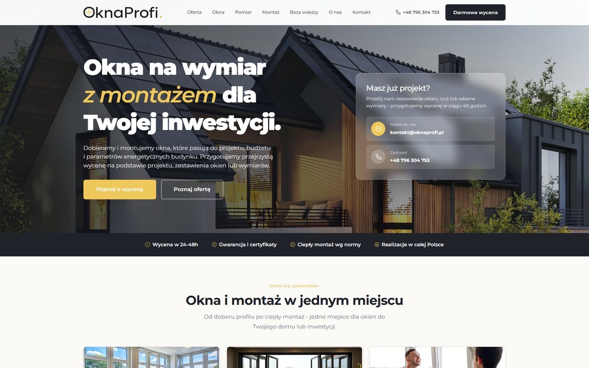 Realizacja strony internetowej oknaprofi.pl przez TOPklik